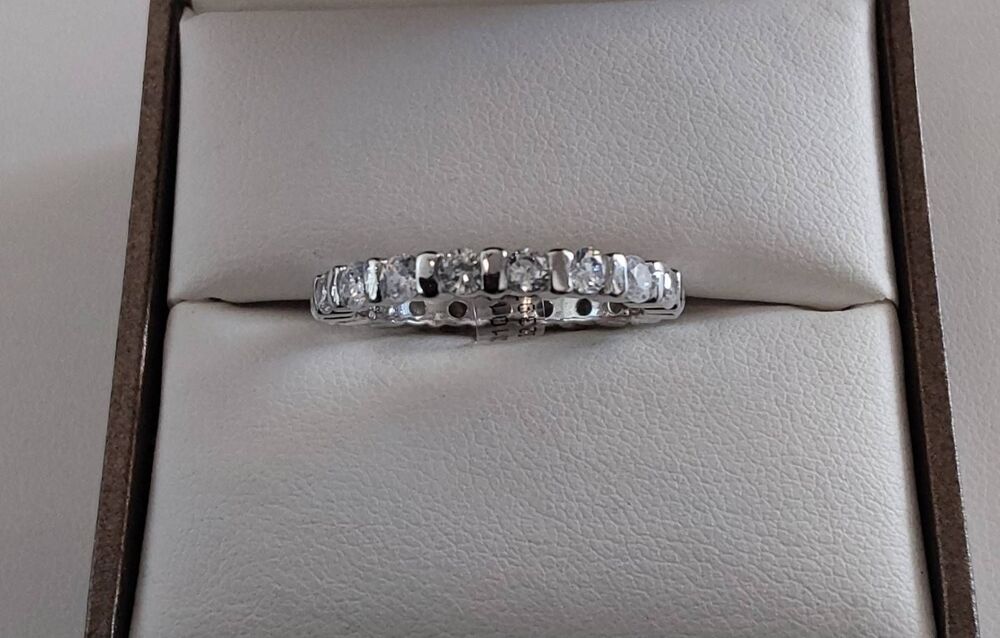 2 Ct. Round Sim Diamond & Bar Link Eternity Band Ring Sz 9~925SS